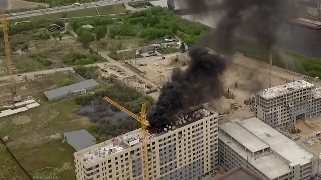 Пожар в строящемся доме ЖК "Европейский берег" в Заречном Тюмень